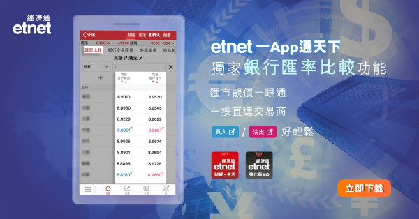 【etnet一App通天下】獨家「銀行匯率比較」功能 匯市靚價一眼通 一按直達交易商