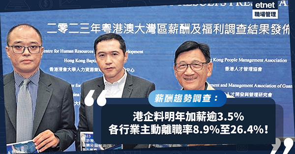 薪酬趨勢調查：港企料明年加薪逾3.5%！各行業「主動離職率」達8.9%至26.4%！