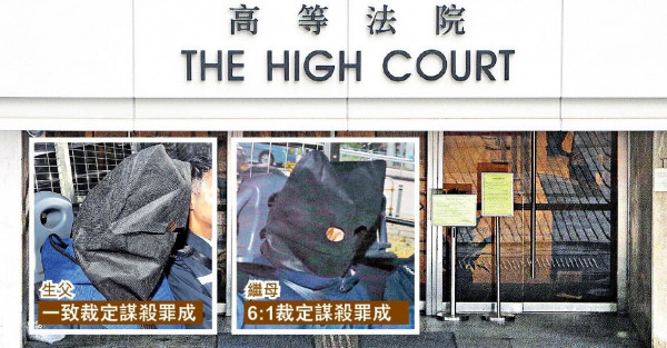 虐斃稚女 生父繼母謀殺罪成 今早求情4.20判刑
