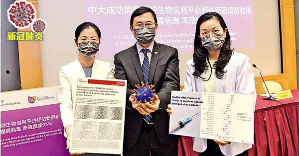 中大研平台演算 快速評估疫苗效用 打兩針防BA.4或5效率僅剩3成