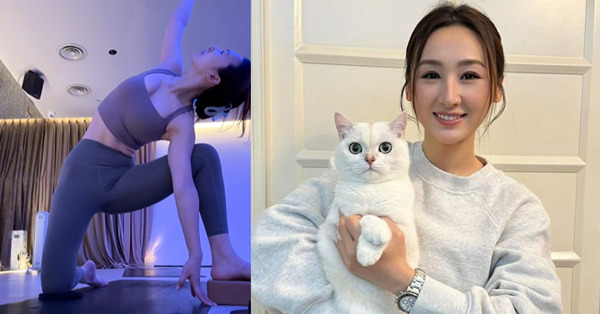 高海寧做瑜伽玩深層拉筋上圍超澎湃！表情痛苦烏身向前用特效遮胸