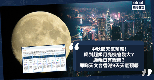 天氣預報 | 天文台：中秋節、中秋假期有驟雨！睇到超級月亮機會幾大？熱帶氣旋貝碧嘉會否影響香港？即睇天文台香港9天天氣預報
