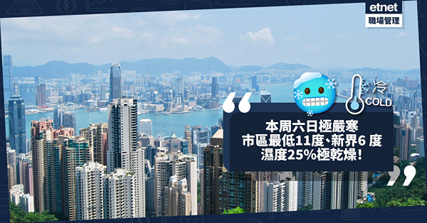 天氣預報︱本周六及日極嚴寒︰市區最低11度、新界僅6 度，濕度25%超乾燥！周四晚開始轉冷 即睇香港9 天天氣預報