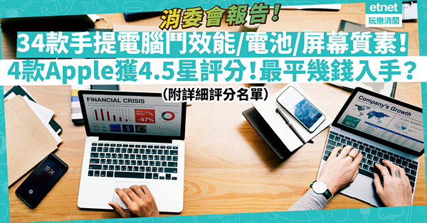消委會測試｜34款手提電腦大比拼！鬥效能、電池、屏幕和音響質素！7款獲4.5星評分！Apple佔4款？最平幾錢可入手？