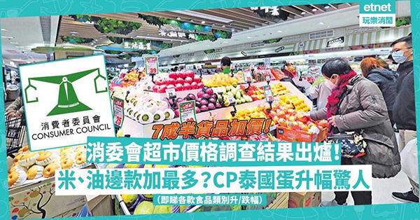 消委會 | 超市價格調查結果出爐！7成半貨品加價！哪些食品升幅最大？米、油邊款加最多？CP泰國蛋升幅驚人（即睇各款食品類別升／跌幅）