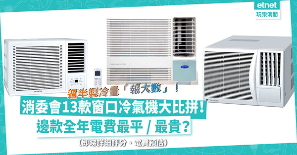 消委會測試 | 13款窗口冷氣機大比拼！過半製冷量「報大數」！用電量相差37.1%！邊款全年電費最平／最貴？（即睇詳細評分、電費預估）
