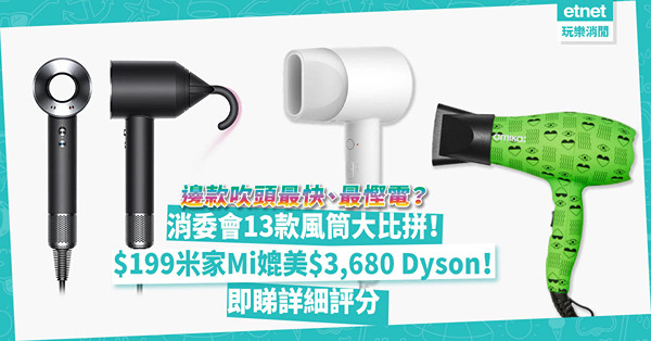 消委會測試 | 13款風筒大比拼！負離子濃度相差逾106倍！$199米家Mi媲美$3,680 Dyson！億世家吹頭最快！邊款最慳電？受熱最均勻？即睇詳細評分