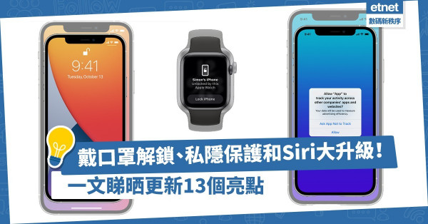 【快更新iPhone】Apple今日推iOS 14.5！戴口罩解鎖、新Emoji、私隱度和Siri大升級！一文睇晒iOS14.5十三個亮點