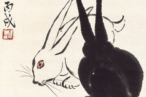 齊白石《金桂玉兔》