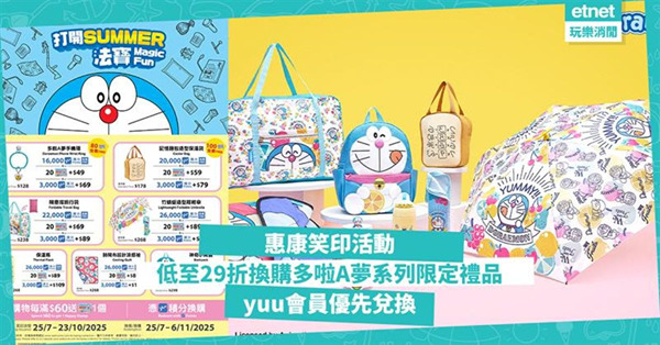 超市著數|惠康笑印活動，低至29折換購多啦A夢系列限定禮品，...