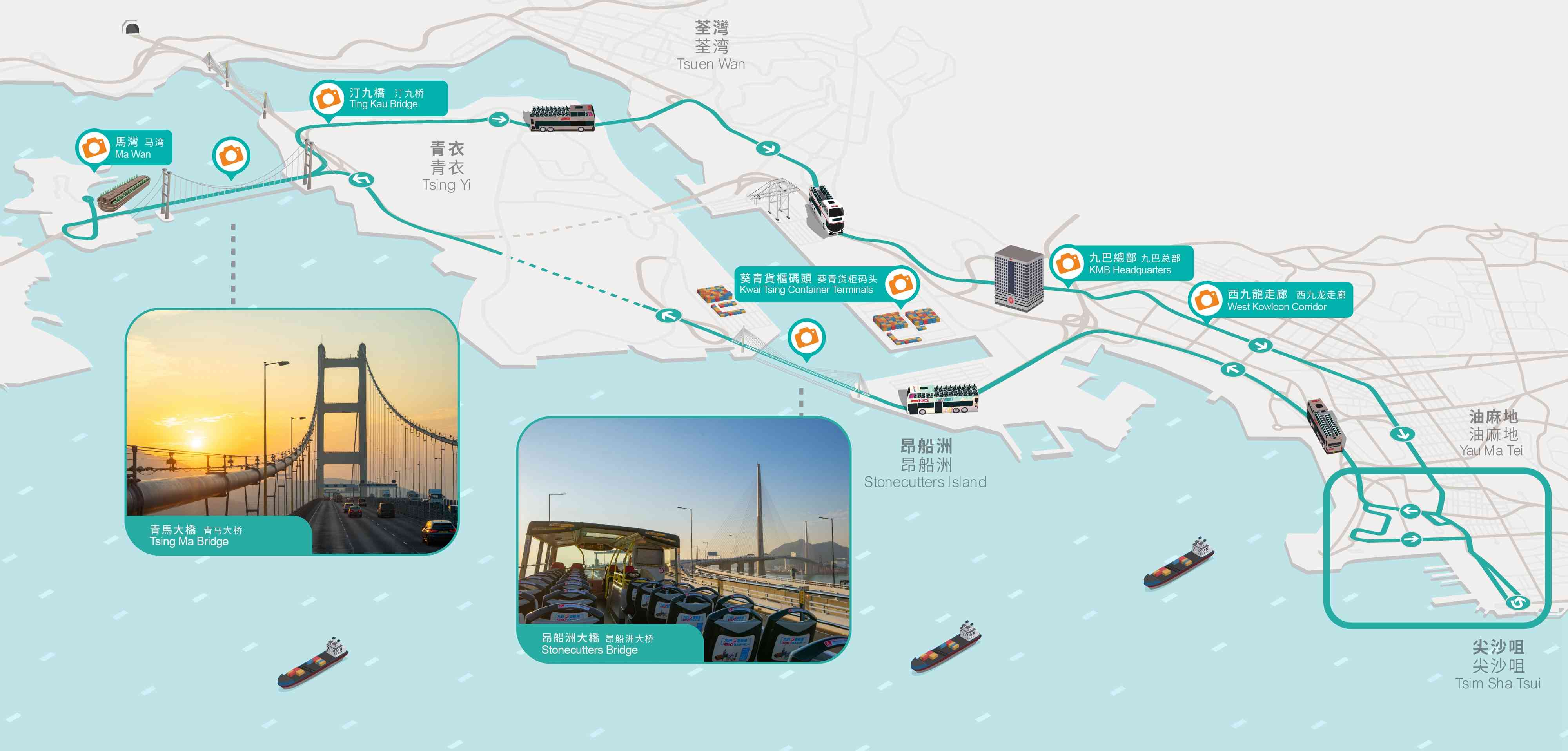 九巴開篷巴士遊︱HK2新路線360度飽覽昂船洲＋青馬大橋＋黃昏日落夜景打卡