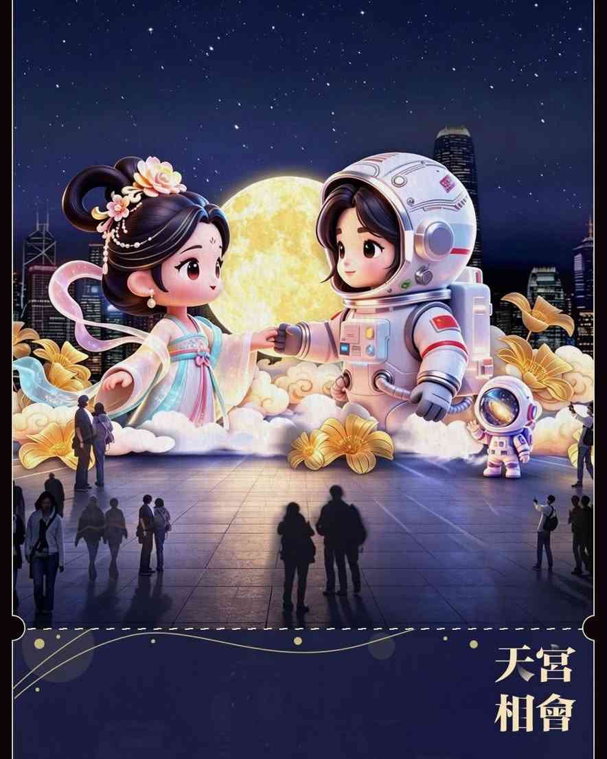 中秋節國慶好去處2026︱紅磡海濱12米巨型卡通航天員＋嫦娥仙子花燈＋周五六晚無人機匯演＋機械人跳舞＋航天服展