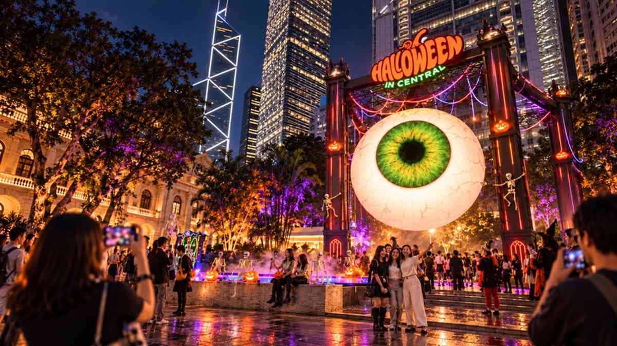 萬聖節好去處2026︱中環皇后像廣場巨型眼球裝置＋街頭匹克球＋彈跳城堡遊樂場＋戶外音樂派對