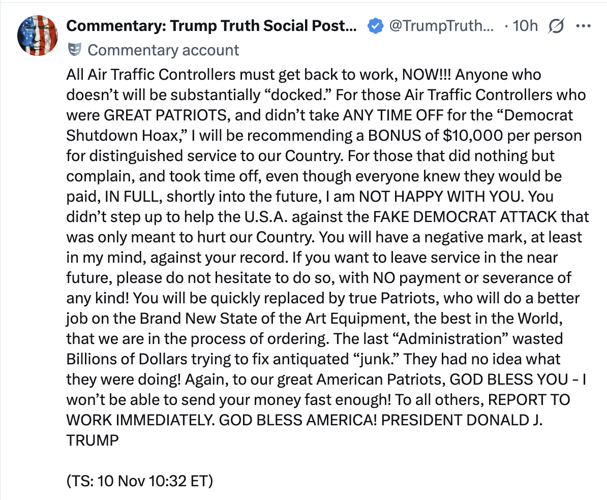 特朗普新政 | 美國眾議院議長：冀周三就結束停擺協議投票