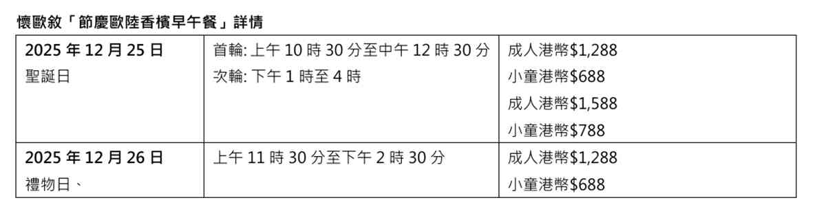 聖誕自助餐2025︱港麗酒店早鳥75折+半自助晚餐生蠔放題+Brunch任飲香檳+聖誕老人會面 聖誕自助餐2025︱港麗酒店早鳥75折+半自助晚餐生蠔放題+Brunch任飲香檳+聖誕老人會面