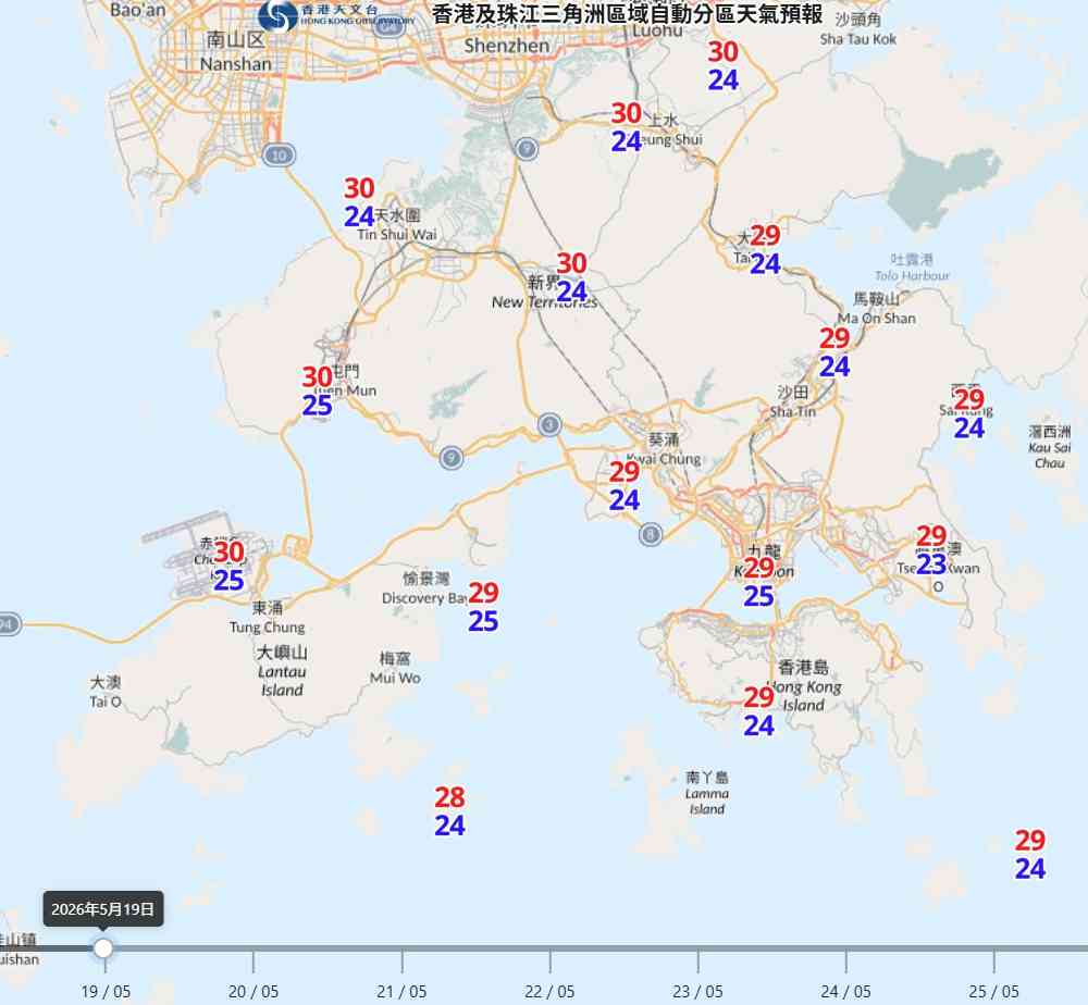 天氣預報︱佛誕假期最高33度＋周五轉晴炎熱＋本周初持續驟雨及雷暴