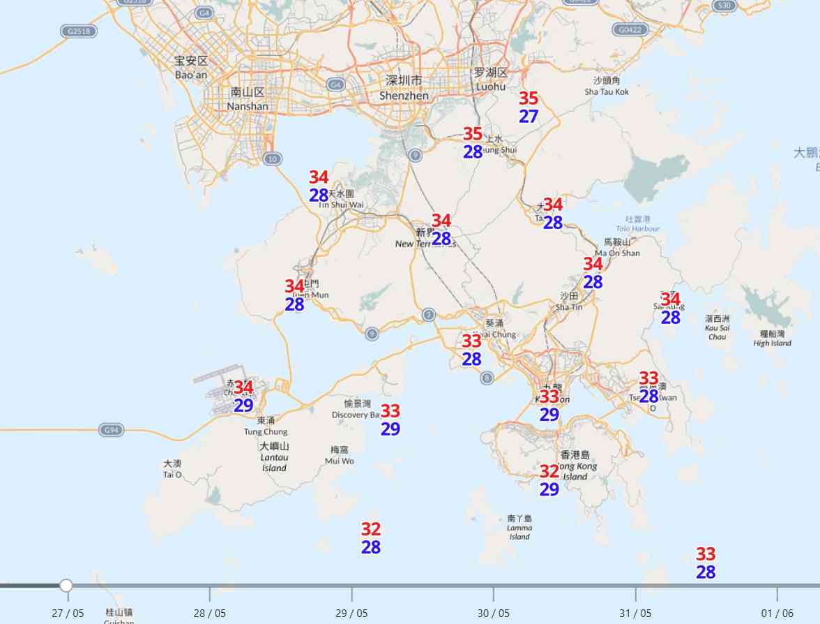 天氣預報︱本周一連三日天晴酷熱最高35度＋周末低壓槽靠近氣溫稍降＋驟雨及雷暴來襲