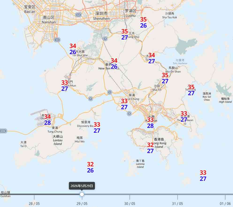 天氣預報︱本周一連三日天晴酷熱最高35度＋周末低壓槽靠近氣溫稍降＋驟雨及雷暴來襲