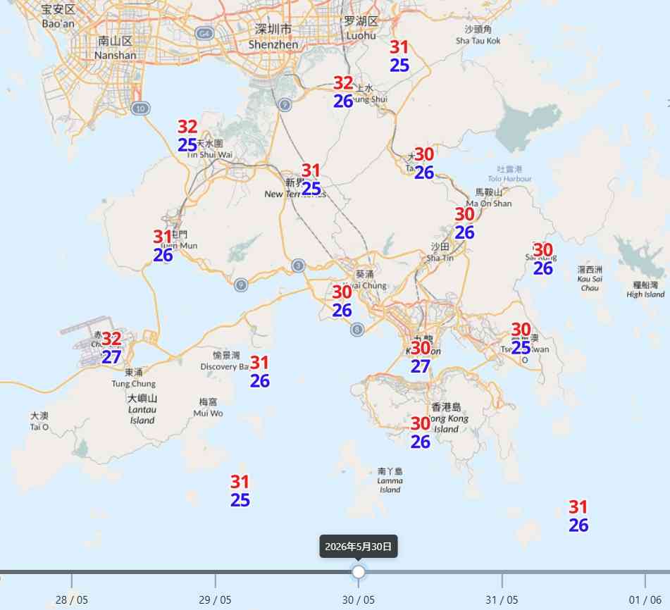 天氣預報︱本周一連三日天晴酷熱最高35度＋周末低壓槽靠近氣溫稍降＋驟雨及雷暴來襲