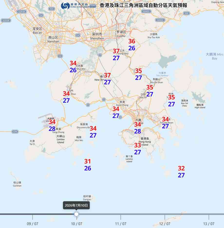 天氣預報︱周五起極端酷熱最高37度＋深圳周末炎熱＋低壓槽迫近下周驟雨雷暴