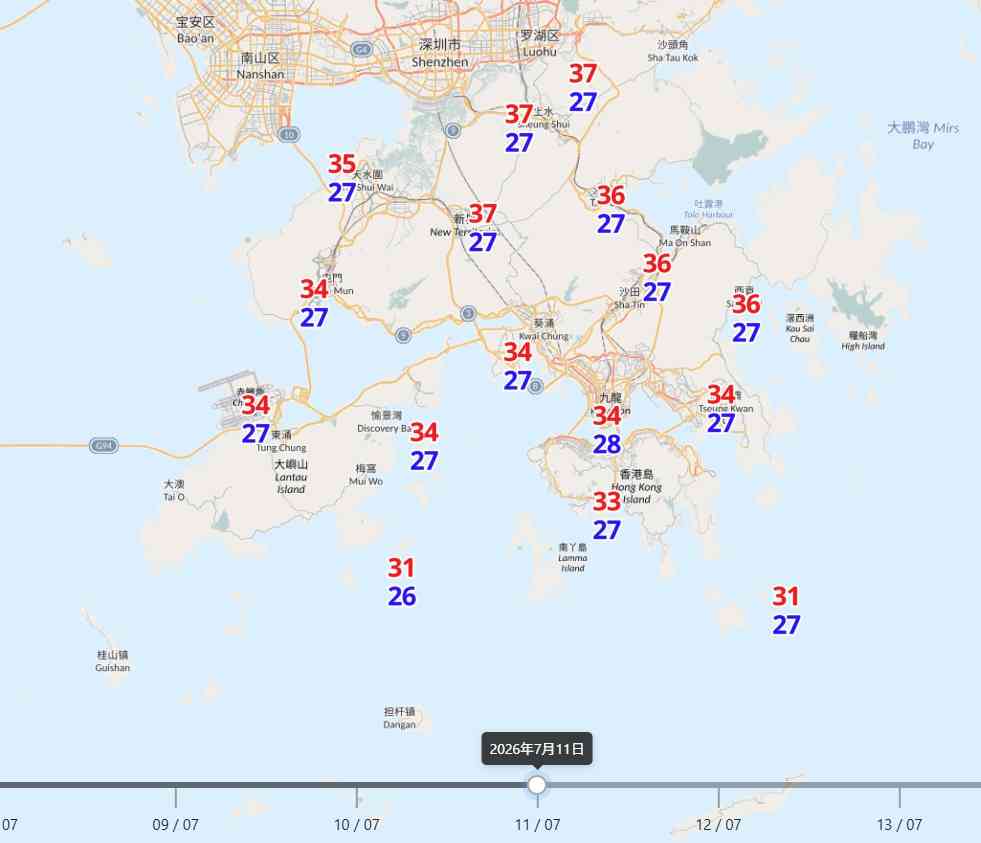 天氣預報︱周五起極端酷熱最高37度＋深圳周末炎熱＋低壓槽迫近下周驟雨雷暴