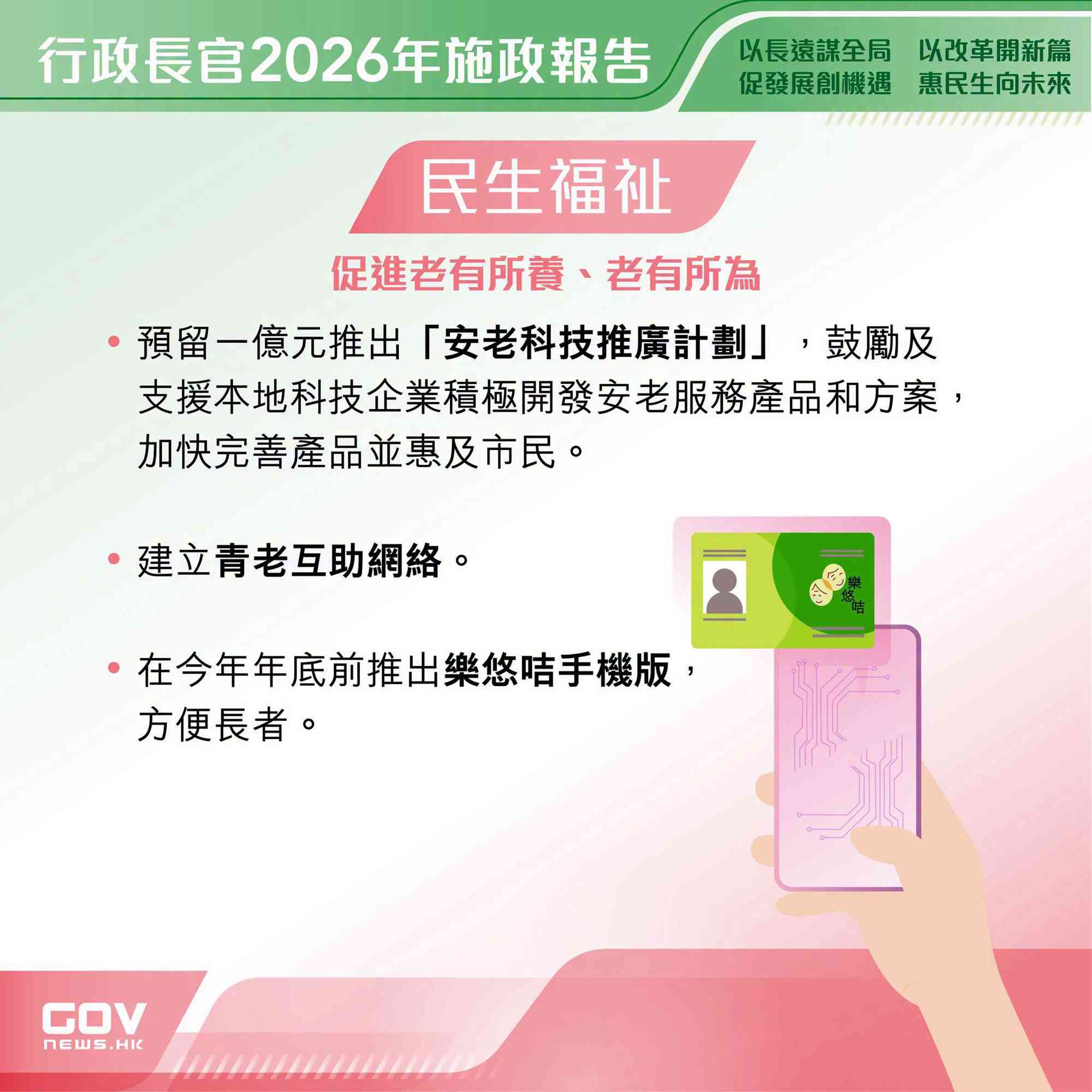 施政報告2026懶人包︱樂悠咭手機版+長者社區照顧服務券1.8萬張,新生嬰兒2萬元獎勵金+稅務優惠11大措施 施政報告2026懶人包︱樂悠咭手機版+長者社區照顧服務券1.8萬張,新生嬰兒2萬元獎勵金+稅務優惠11大措施
