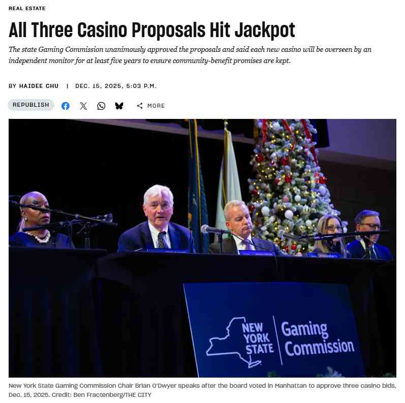 賭場牌照塵埃落定：紐約唐人街贏了Jackpot