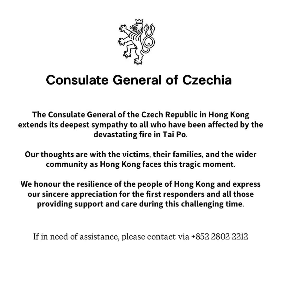 大埔火災｜駐港多國領事館發文哀悼，國際社會關注香港重大悲劇