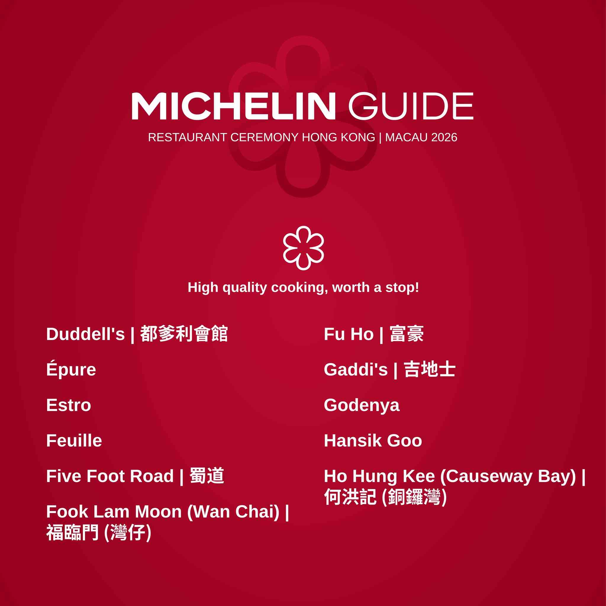 香港澳門米芝蓮2026｜Robuchon重開即摘二星！2間香港餐廳新獲二星：唐人館、Sushi Takeshi