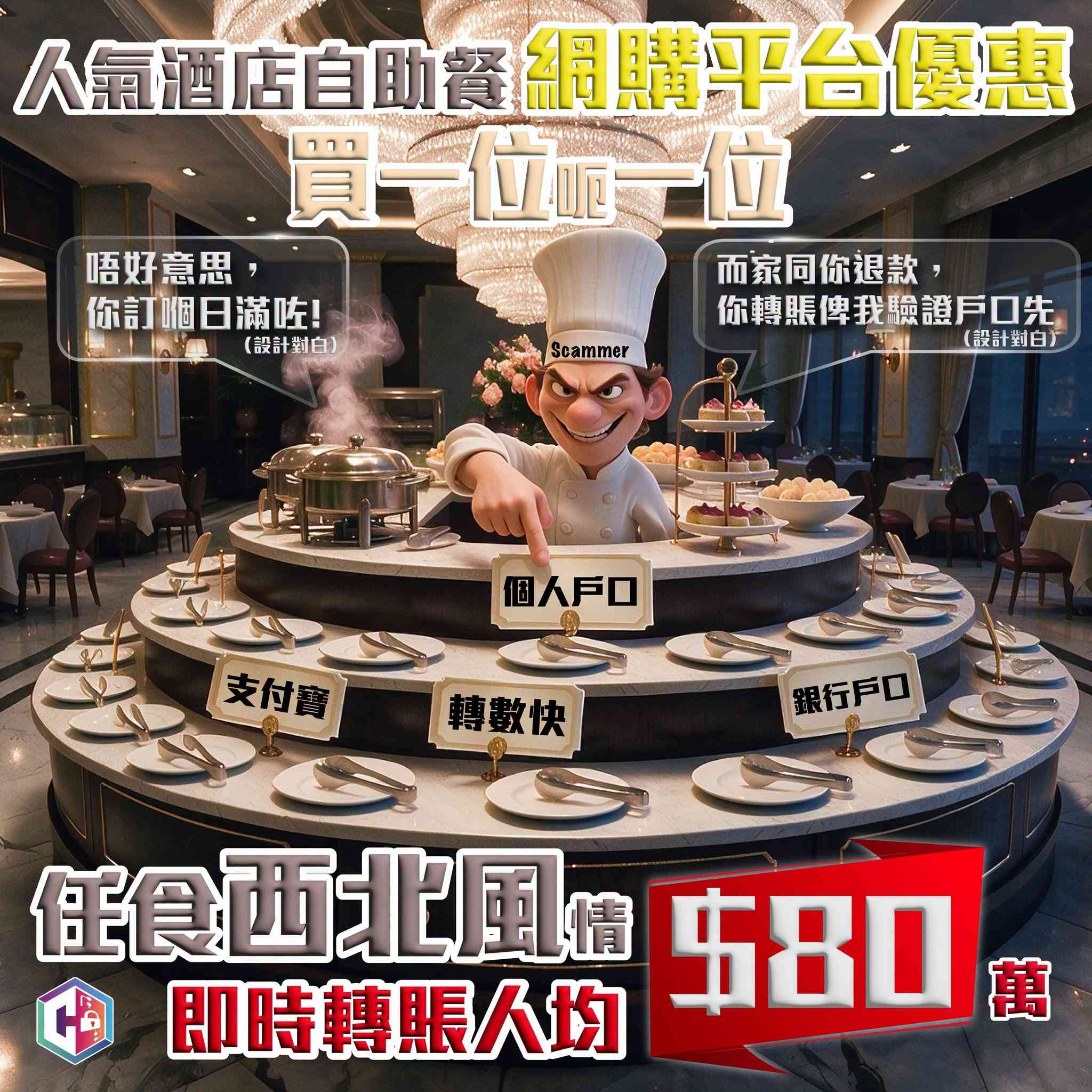 假冒Klook網購騙案|本地六旬男子誤信虛假Facebook廣告網購自助餐券 損失近$80萬 假冒Klook網購騙案|本地六旬男子誤信虛假Facebook廣告網購自助餐券 損失近$80萬