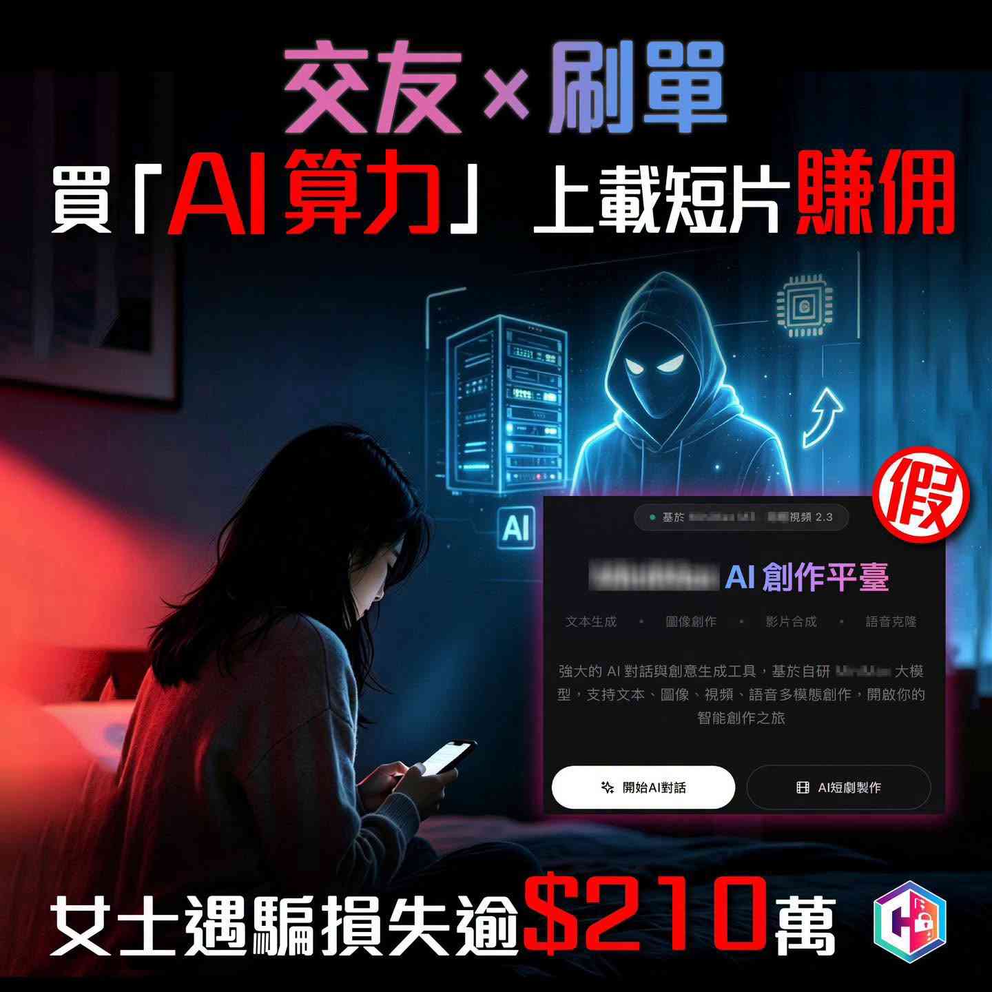 網上刷單騙案|30歲女子交友App結識「台灣男子」被誘騙購買AI「算力」製作短片刷單賺佣 損失逾$210萬 網上刷單騙案|30歲女子交友App結識「台灣男子」被誘騙購買AI「算力」製作短片刷單賺佣 損失逾$210萬