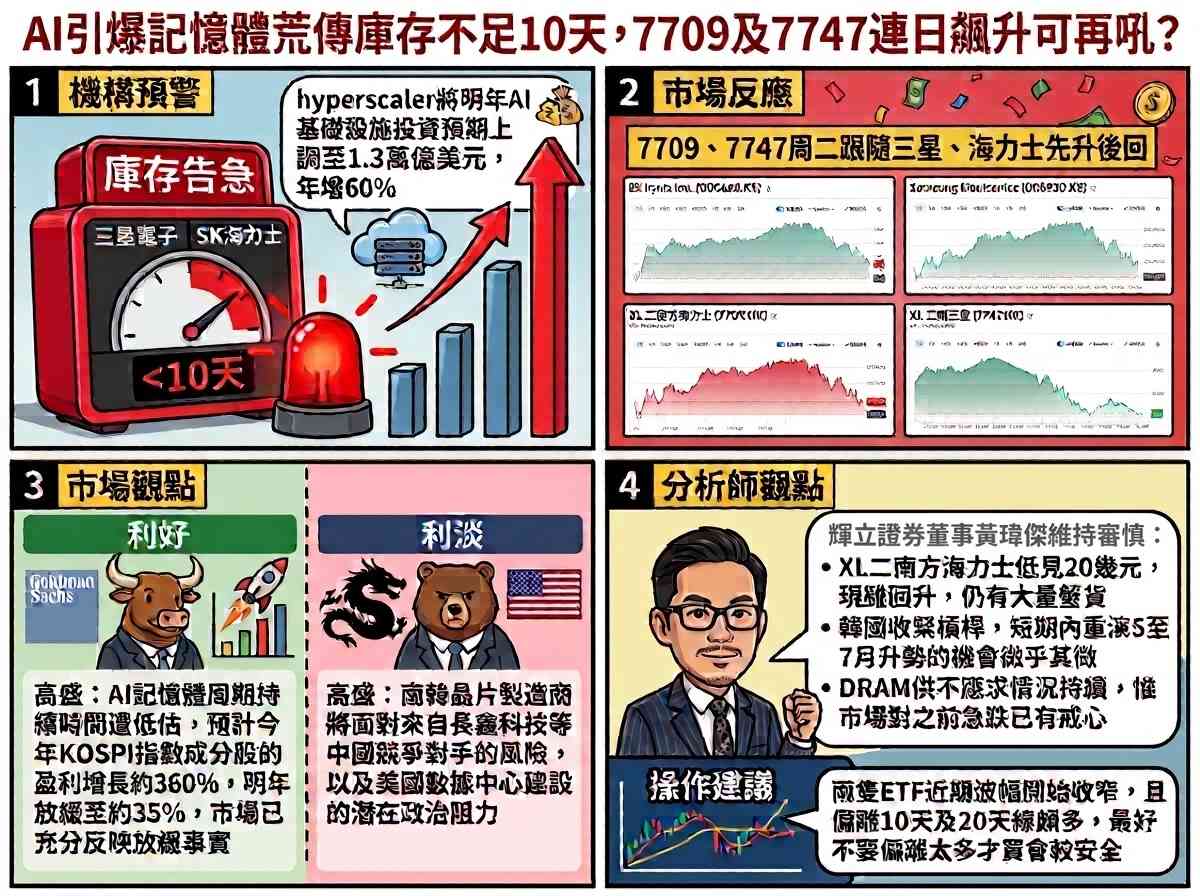 ETF｜AI引爆記憶體荒傳庫存不足10天，7709及7747連日飆升可再吼？