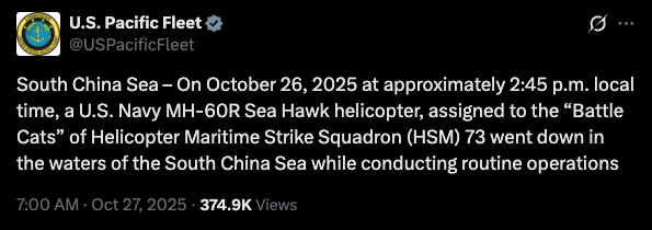 國際要聞 | 特朗普抵馬來西亞訪問當天,美軍航母半小時內兩軍機墜南海 國際要聞 | 特朗普抵馬來西亞訪問當天,美軍航母半小時內兩軍機墜南海