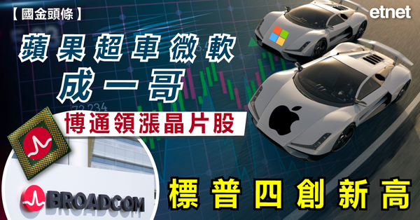 國金頭條 | 蘋果超車微軟成一哥，博通領漲晶片股，標普四創新高