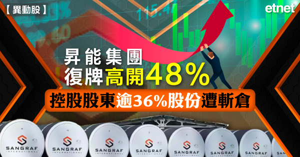 斬倉 | 昇能集團復牌高開48%，控股股東逾36%股份遭斬倉