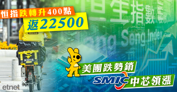 恒指 | 恒指跌轉升400點返22500，美團跌勢銷，中芯領漲