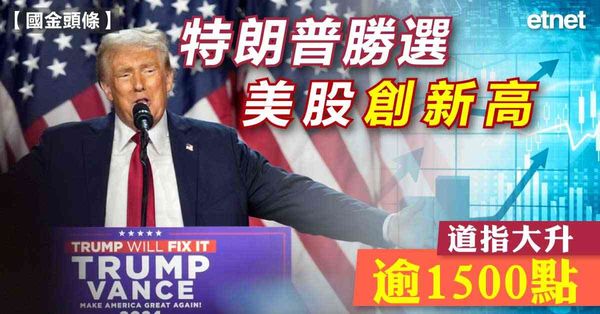 美股 | 特朗普勝選美股創新高，道指大升逾1500點