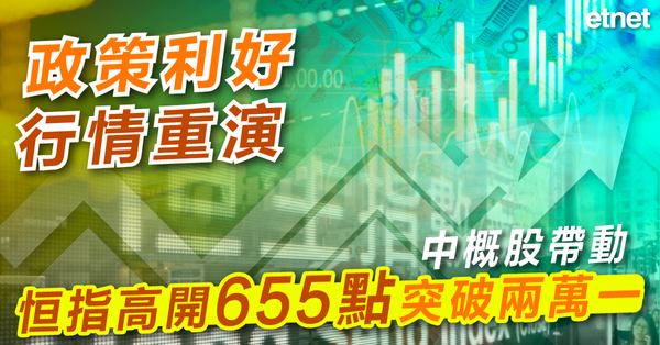 恒指 | 政策利好行情重演，中概股帶動恒指高開655點突破兩萬一