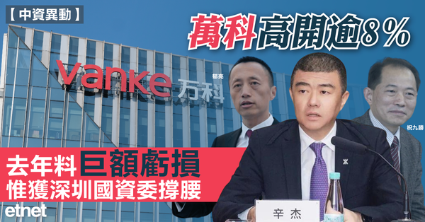 萬科高開逾8%，去年料巨額虧損惟獲深圳國資委撐腰