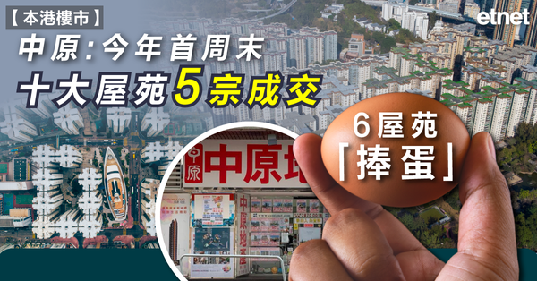 樓市 | 中原：今年首周末十大屋苑5宗成交，6屋苑「捧蛋」