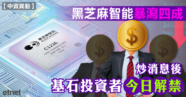 黑芝麻智能暴瀉四成，炒消息後基石投資者今日解禁