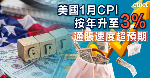 美國1月CPI按年升至3%，通脹速度超預期