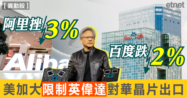 阿里挫3%百度跌2%，美加大限制英偉達對華晶片出口