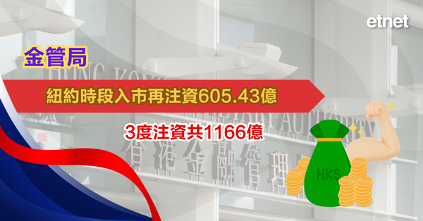 港元 | 金管局紐約時段入市再注資605.43億，3度注資共1166億