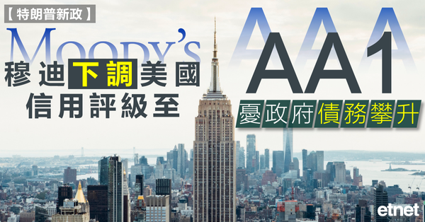 穆迪下調美國信用評級至Aa1，憂政府債務攀升（分析及影響不斷更新）