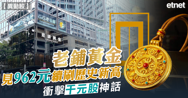 老鋪黃金見978元續刷歷史新高，衝擊千元股神話