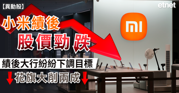 異動股 ｜ 開市後小米跌幅急擴至5%，績後大行紛紛下調目標花旗大削兩成