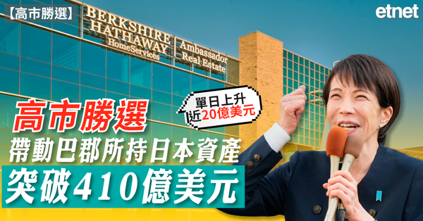 高市勝選 | 高市勝選帶動巴郡所持日本資產突破410億美元，單日上升近20億美元