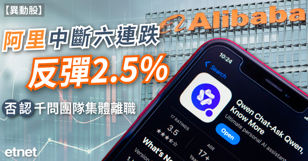 異動股 | 阿里中斷六連跌反彈2.5%，否認千問團隊集體離職