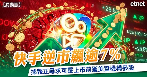 異動股 | 快手逆市飆逾7%，據報正尋求可靈上市前獲美資機構參股